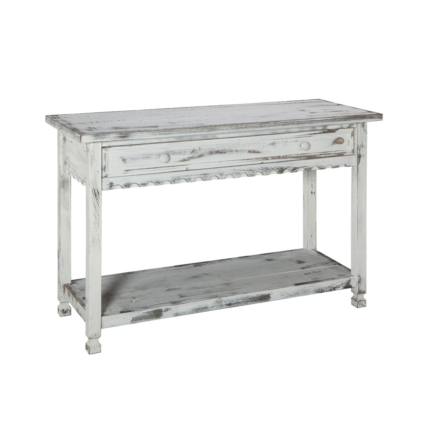 Alaterre Furniture Rustic Country Cottage Console Table with 1 Drawer & 1 Shelf, Distressed Finish - Perfect for Living Room, Entryway, Hallway