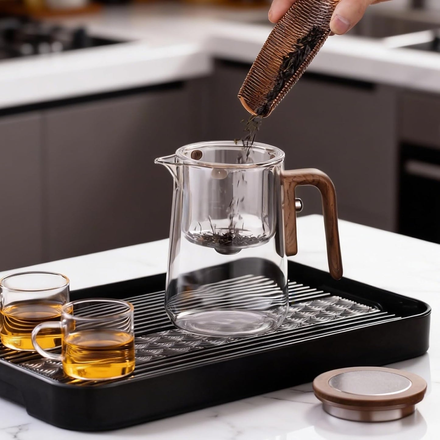 27 oz (800 ml) Enchanted Tea Pot, Magic Tea Pot for Loose Leaf Tea Steeper, Heat Resistant Borosilicate Glass Teapot