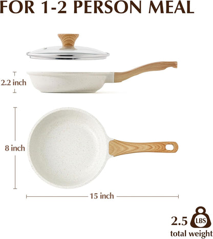 SENSARTE Nonstick Ceramic Frying Pan - Induction Compatible Chef's Skillet with Lid | 8-12.5 Inch Sizes, PFAS-Free