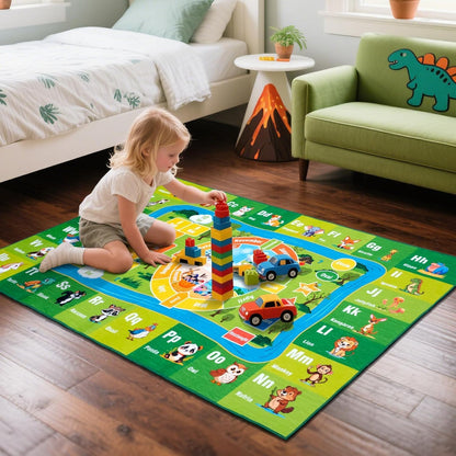 3'x 5' Shapes,(3x5 ABC Carpet, Kids Rug for Playroom Classroom Bedroom, Educational Learning Play Mat with Alphabet
