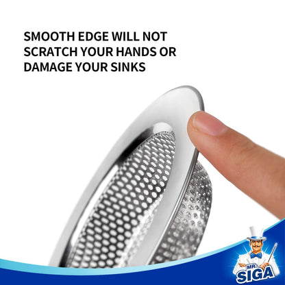 MR.SIGA Kitchen Sink Strainer, Stainless Steel Sink Drain Strainer, Dishwasher Safe, Outer Diameter 4.4 inch/11.2cm, Inner Diameter 3 inch/7.6cm, Pack of 3