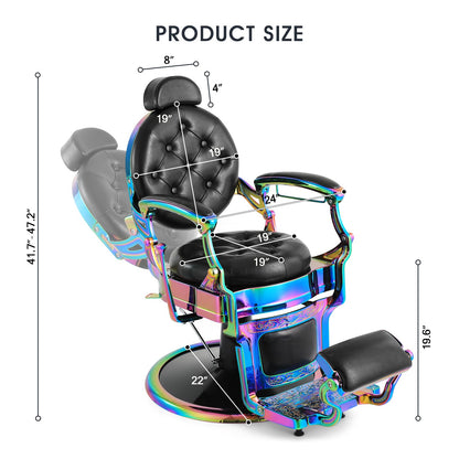 Artist hand Retro Barber Chair Heavy Duty Barber Chairs Vintage Salon Chair Hydraulic Recline Beauty Spa Styling Equipment Rounded Cushioning with Puckered Button (Laser Frame)