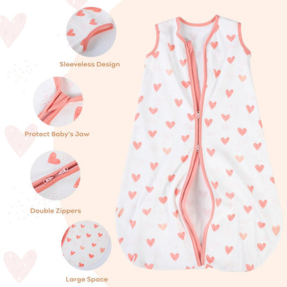 Yoofoss Baby Sleep Sack - 100% Organic Cotton Wearable Blanket | Lightweight 2-Way Zipper, 6-12 Months