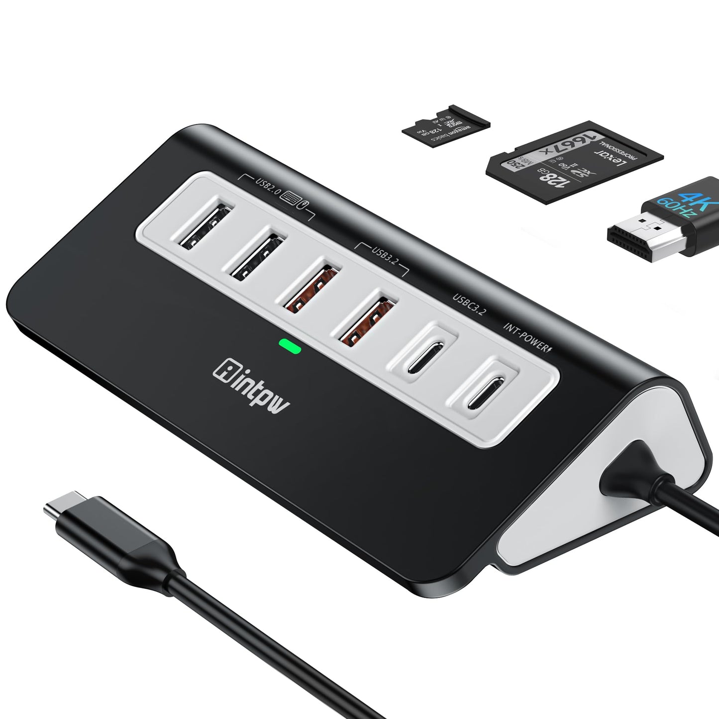 USB C Hub 10Gbps, 9-in-1 USB 3.2 Hub with 4K@60Hz HDMI, Type-C 3.2, 2 USB-A 3.2, 2 USB-A 2.0, PD 100W, SD/TF Slot, Aluminum USB Hub for Laptop, iPhone 16/15 Series, MacBook Air/Pro and More