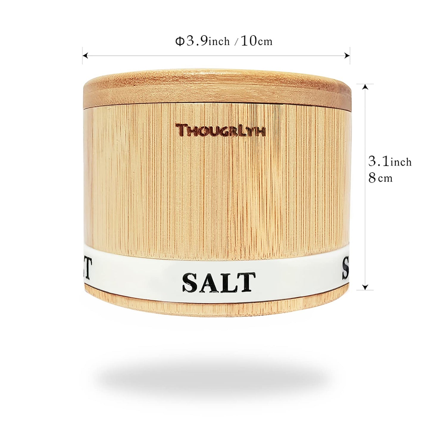 ThougrLyh Salt Box Bamboo Salt Container with Swivel Lid with Magnetic to Easily Open and Seal Salt Cellar With Spoon for Storing Salt Pepper Sugar Herbs Small Spice Box