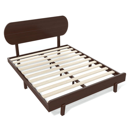 Bellemave Queen Bed Frame with Headboard & Low Footboard, Bamboo Queen Size Bed Frame with Wood Slats Support 800LBS, Japanese Bed Frame Queen Size, No Box Spring Needed, Espresso