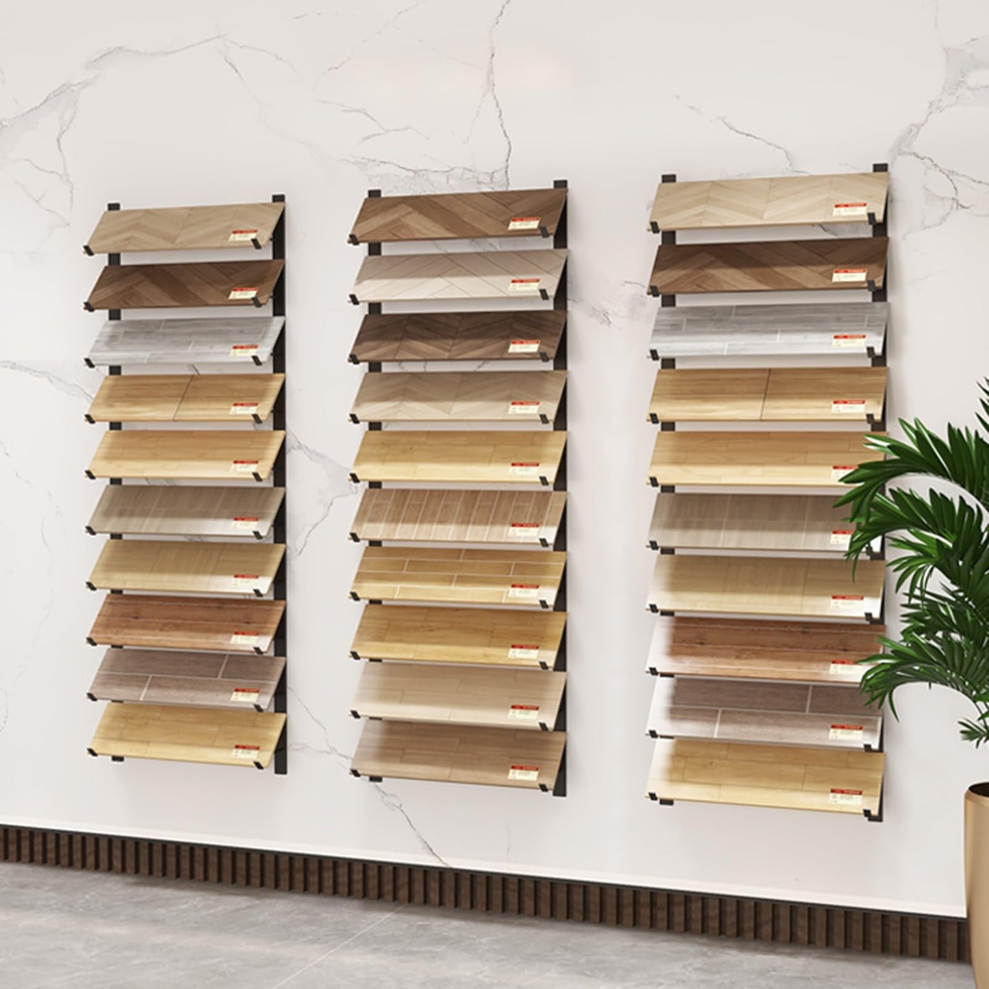 1/ 2/ 3/ 4 Pcs Floor Tile Display Stand, Large 4 8 10 12 Inch Wall-mounted Sample Rack for Retail Stores/ Trade Show/ Supermarket/ Exhibition Hall, Wooden Flooring Storge Shelf(3pc 20.5cm/8in,170cm/67