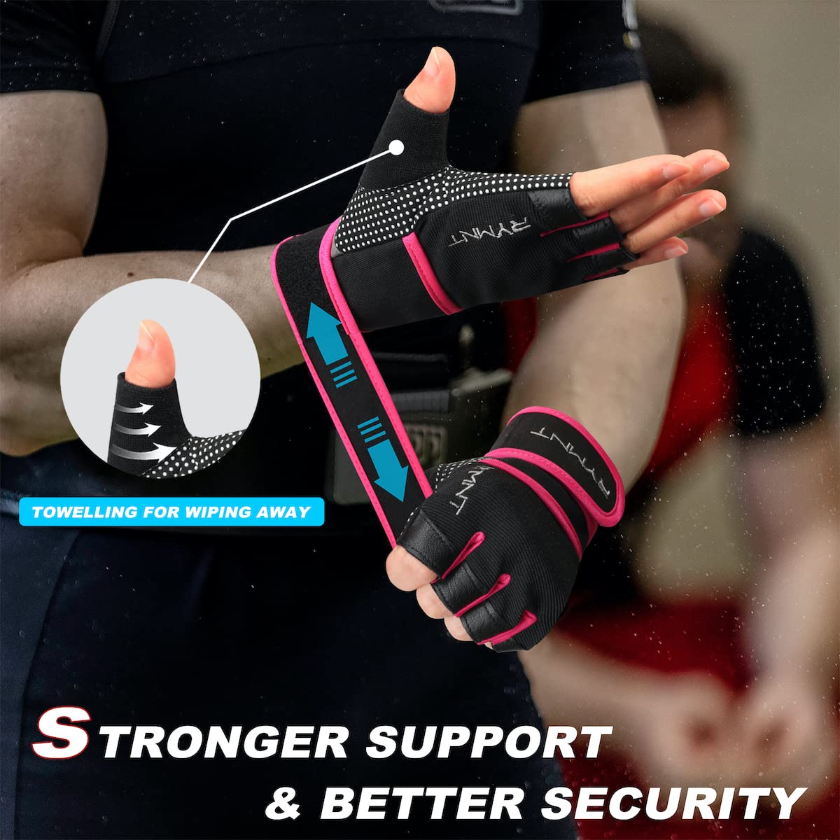 Workout Gloves with Wrist Wrap Support, Weight Lifting Gloves with Full Palm Protection & Extra Grip for Men Women Gym Exercise, Fitness, Weightlifting, Pull ups