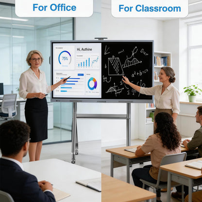 JYXOIHUB Smart Board Stand for 42"– 75" Interactive Smart Whiteboard, Height Adjustable Mobile Portable Stand with Four Lockable Wheels for Classroom Home Office Business Studio