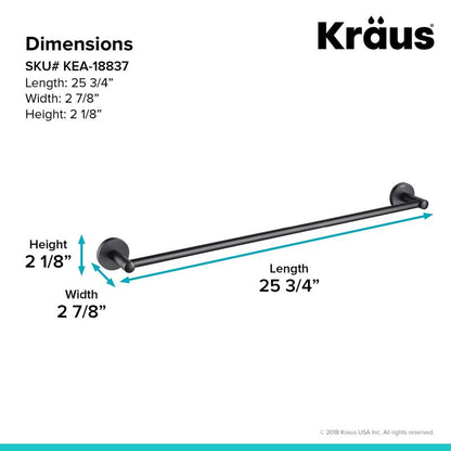 KRAUS Elie 24-inch Bathroom Towel Bar, Matte Black Finish, KEA-18837MB