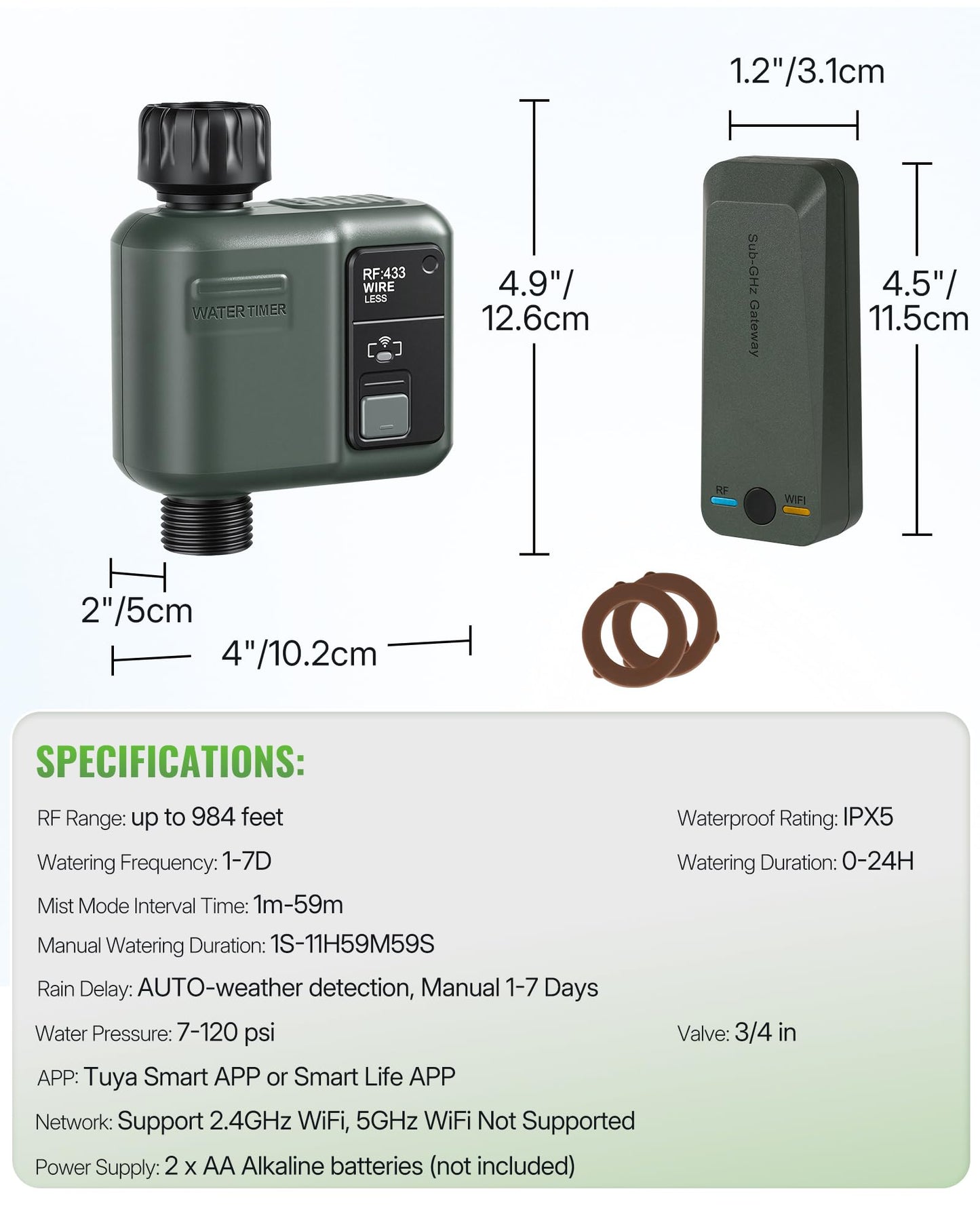 WILAWELS WiFi Water Timer for Garden Hose, Sprinkler Timer 1 Zone, Smart Hose Water with WiFi Irrigation Controller,Voice Control RF433 Automatic Irrigation System/Rain Delay/Manual Watering D31WT06