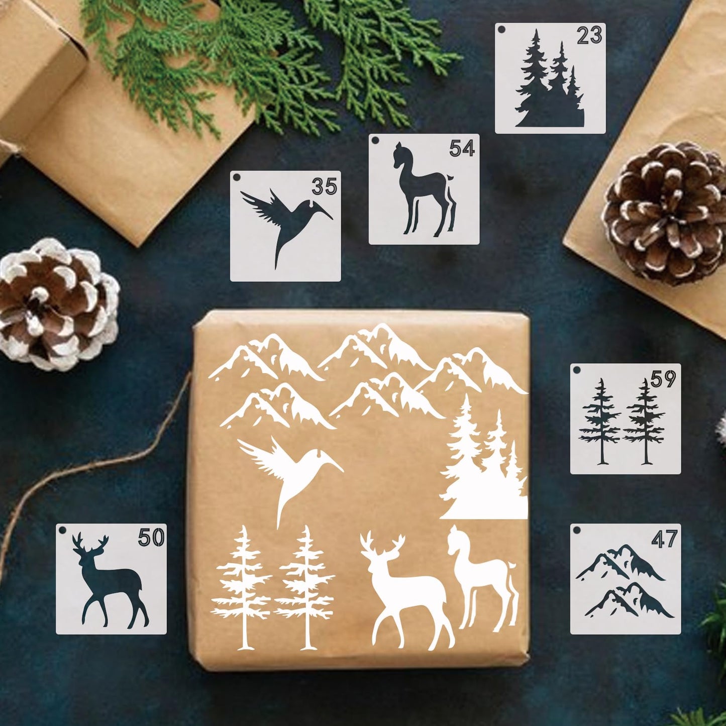 70pcs Wildlife Animal Stencils for Painting, Wood Burning, Nature Stencil Bear, Tree, Deer, Art Craft Canvas, Furniture Wall (70 Animal)