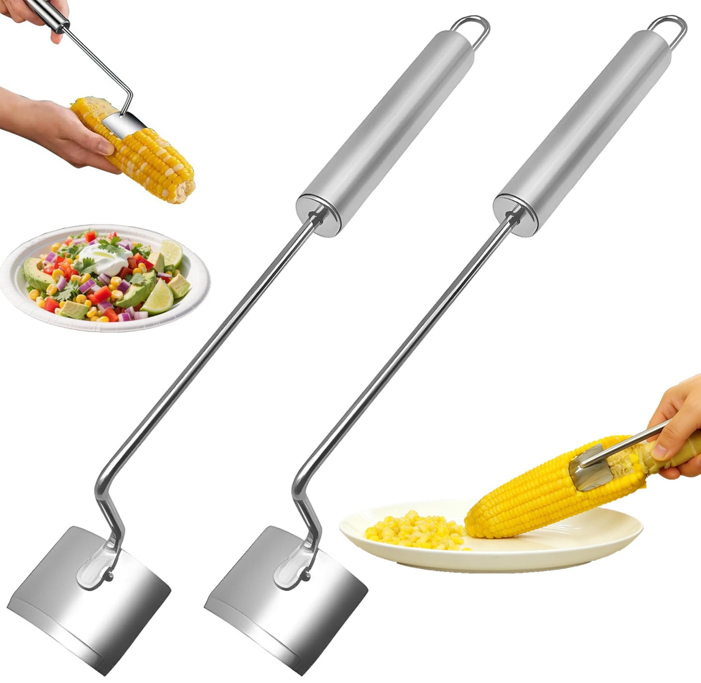 2PCS Corn Peeler, 2026 New Upgrade Corn Cob Peeler Stripper Cutter Remover,Stainless Steel Corn Stripping Tool for Corn on the Cob for Home Kitchen, Restaurant, Picnic