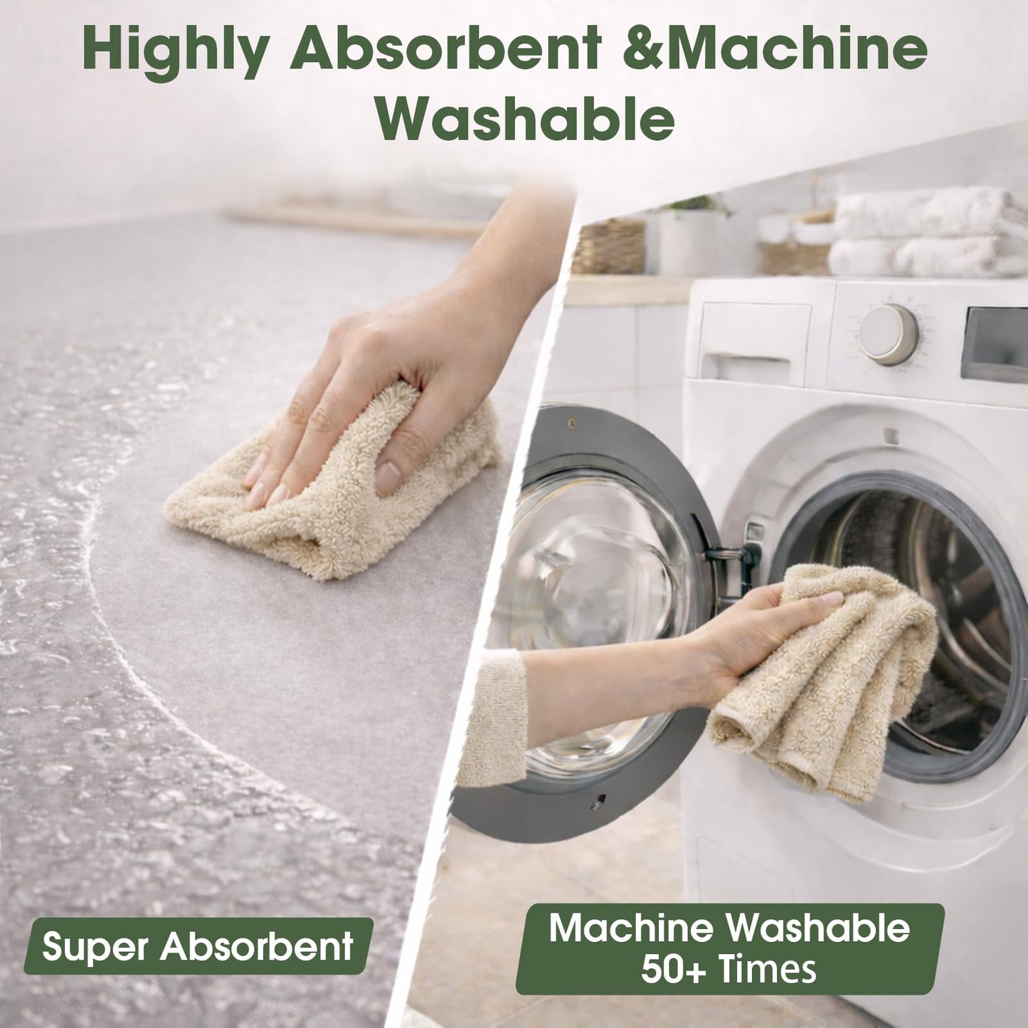CHAUNCEY HOME Microfiber Cleaning Cloth Roll - 100 Pack Tear Away Microfiber Paper Towels, Reusable, Washable, Scratch-Free, Kitchen Towels for Car, Home, Kitchen, Glass, Dishes(Desert Gold)