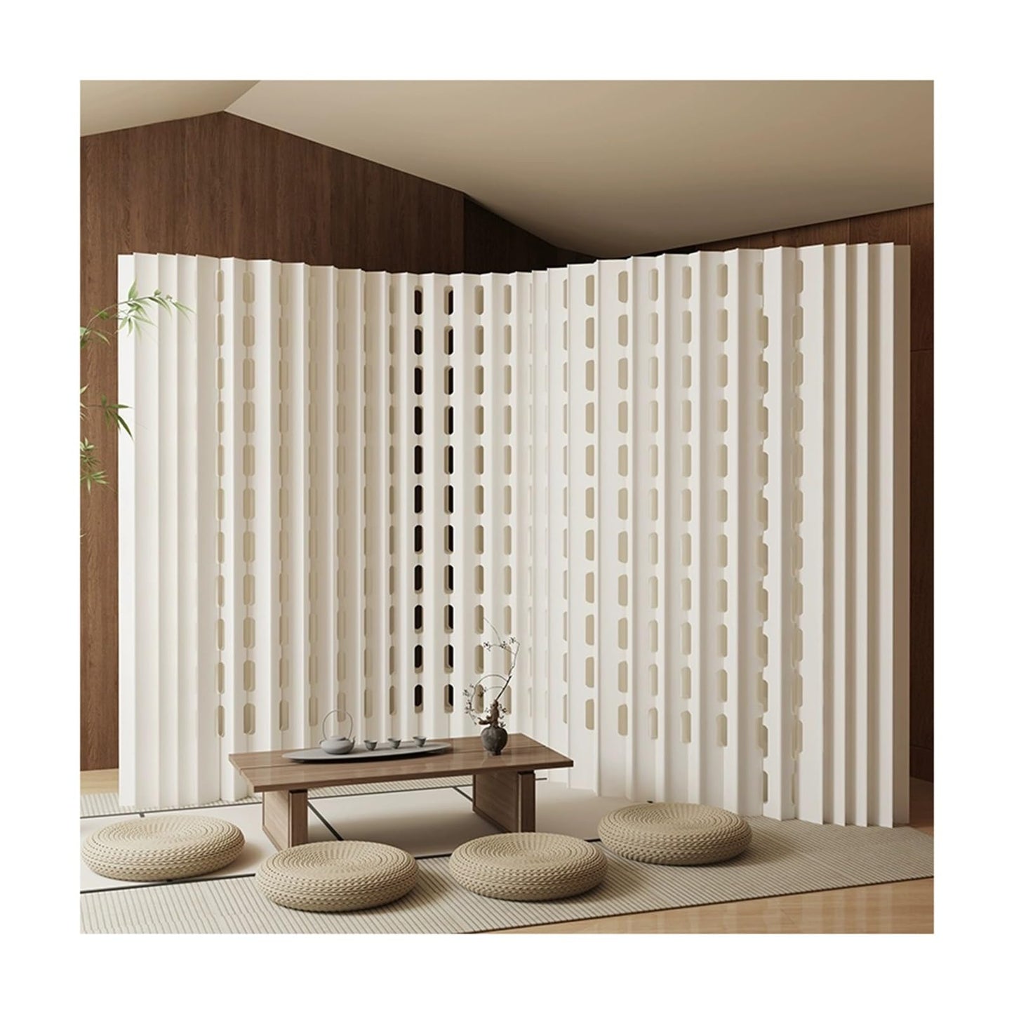 uhyOHF Portable Folding - 78"x17"x63" Temporary Room Divider for Offices & Studios - Lightweight Paper Partition for Enhanced Privacy and Space Management,Blanc-157x17x63in