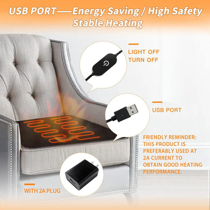 MAXCOM 3 Settings Foldable Heated Seat Cushion for HIPS, Heating Chair Pad, Temperature with USB Port, Light & Portable