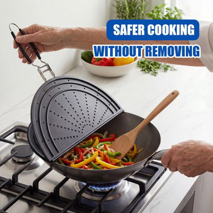 Snowyee Foldable Splatter Screen for Frying Pan, Silicone Grease Splatter Guard Include 3 Different Size 13/11.42/9.84 inch or 33/29 / 25 cm for Kitchen Cooking Pan Cover (1 Piece/Black)