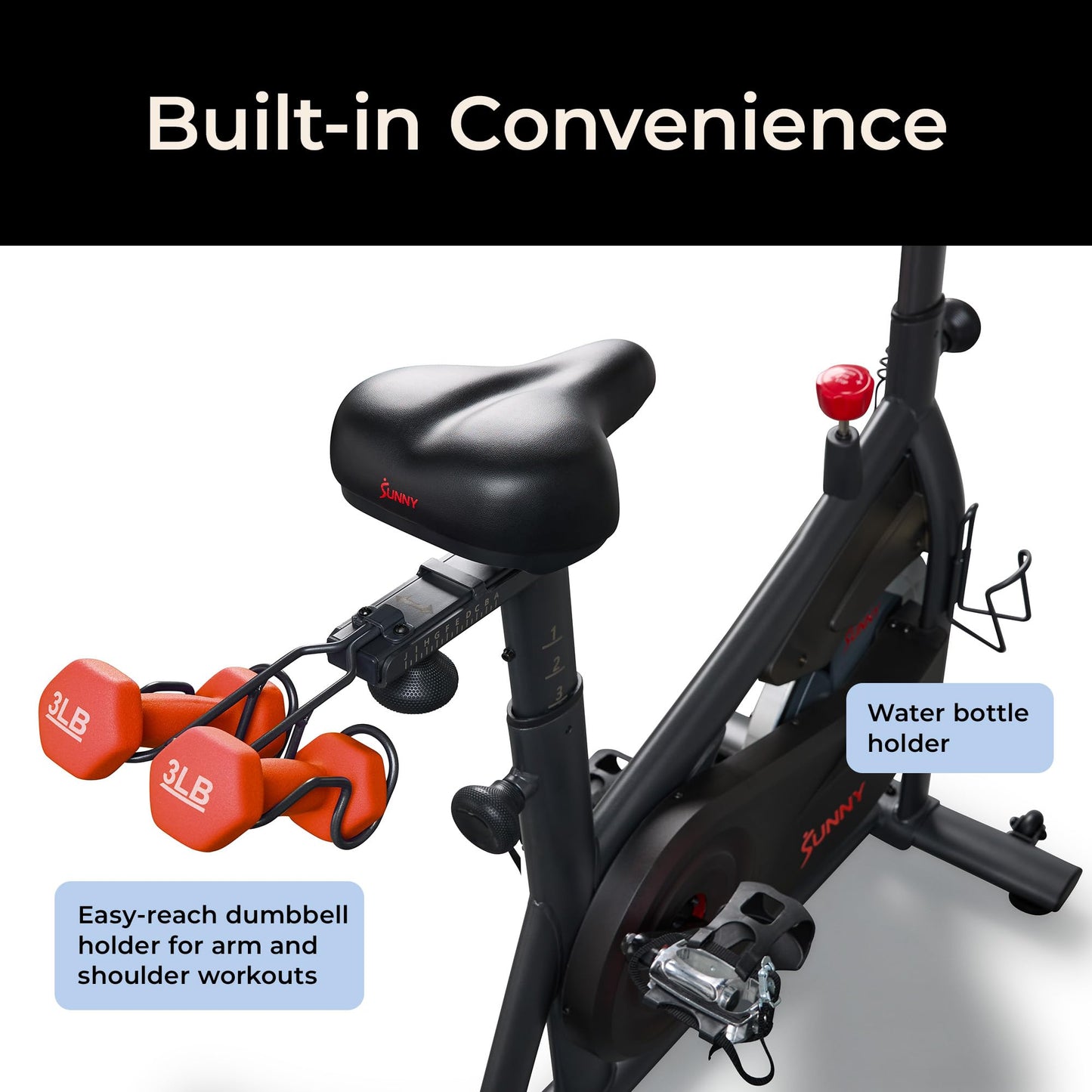 Sunny Health & Fitness PACE 300 Smart Magnetic Indoor Cycling Bike, Quiet Exercise for Home Gym Cardio Training, Ultimate Fit with Adjustable handle & seat, Free SunnyFit App Connection - SF-B124068