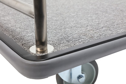 Wholesale Hotel Products Brushed Stainless Steel Luggage Cart – 800lb Capacity – Bellman Cart w/ 5” Rubber Wheels & Gray Carpet, for Hotel, Resorts, Condos, Commercial Use (Value Valet Series)