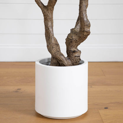 Nearly Natural 6ft. Artificial Grand Olive Tree in White Decorative Planter