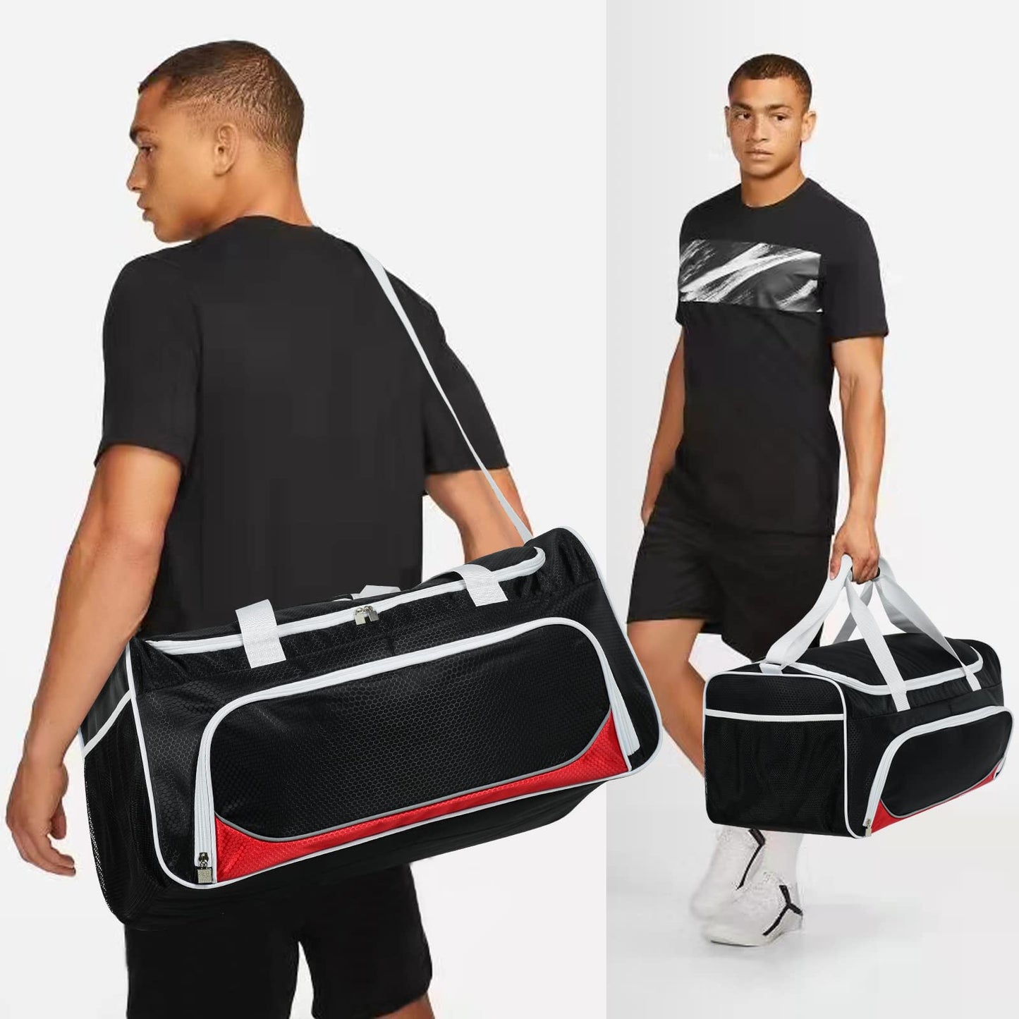 Gym Bag for Men - 55L Black Durable Large Duffle Bag for Travel, Workout, Fitness & Sport