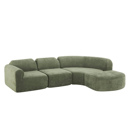 Christopher Knight Home Midel 111" Modular L-Shape Sofa Couch with Chaise Lounge, Modern Boneless Sofa for Living Room, Fabric Upholstered Cloud Couch with Deep Seat, Olive Green