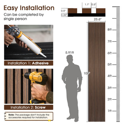 LARWORKS Wood Slat Wall Panels 2 Pack 106" x 23.6", Acoustic Wooden Panel for Wall, Soundproof 3D Fluted Panels for Interior Wall Decor, Living Room, Bedroom - Walnut (Cover Approx.35 sq.ft)