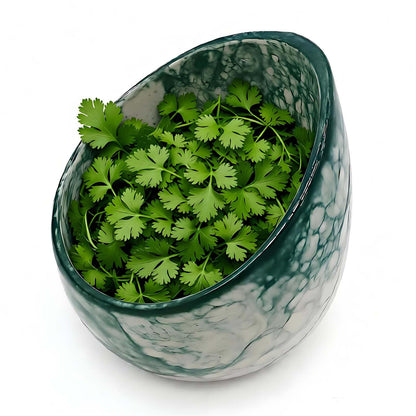 Green Pottery Herb Stripper Bowl Handmade Ceramic Kitchen Gadget with 4 Sizes of Holes Stripping Herbs, Party Angled Bowls Serving Dish for Dips, Berries, Nuts, Olives, Snacks Candy Chips Fruit