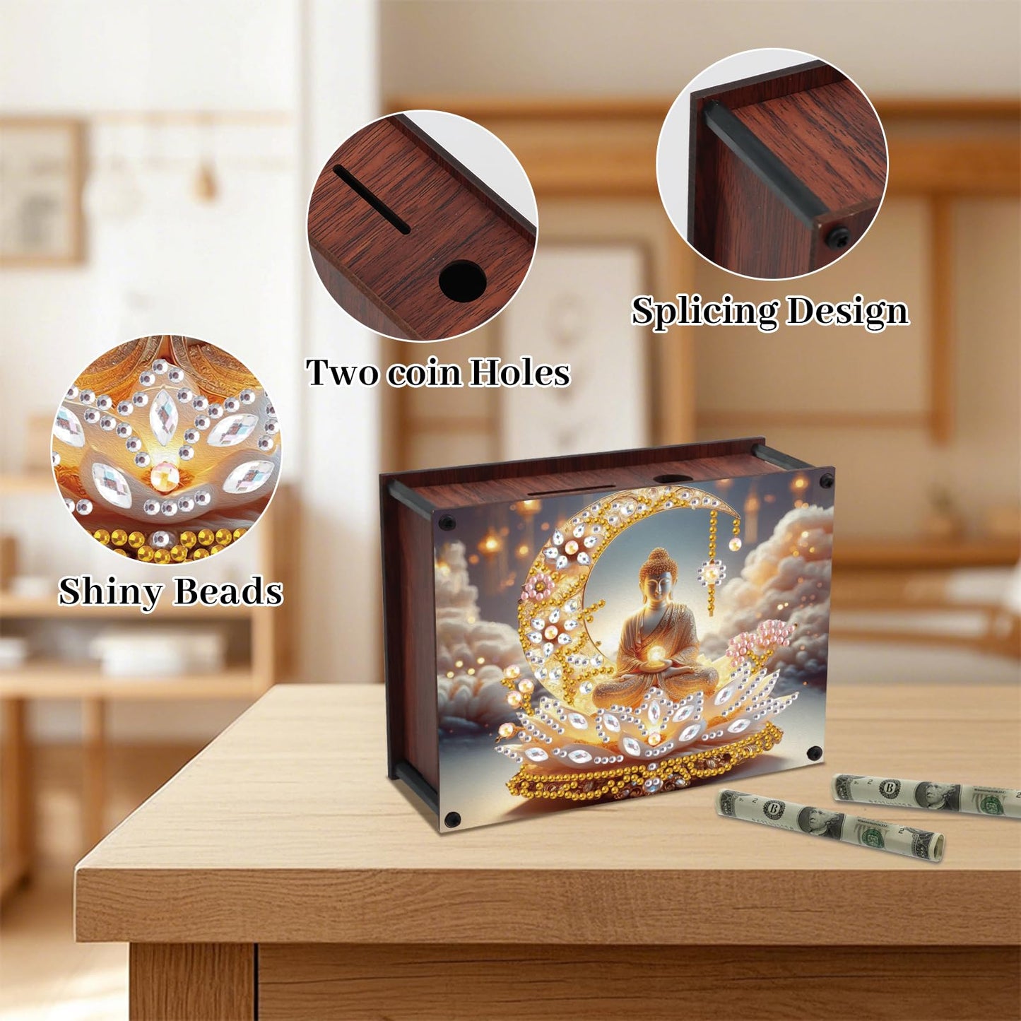 DIY Diamond Painting Money Box Kit, Religious Adult 5D Diamond Art Money Box, Creative Coin Diamond Art Storage Jar, Suitable for Birthdays, Christmas, Home Decor Handicraft Gifts