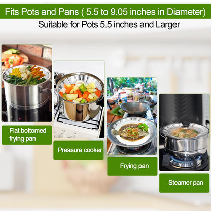 Vegetable Steamer Basket - 304 Stainless Steel Folding Steamer Basket for Cooking, Vegetables, Fish, Pasta, Eggs, Fit Various Size Pot (5.5 inches to 9 inches)