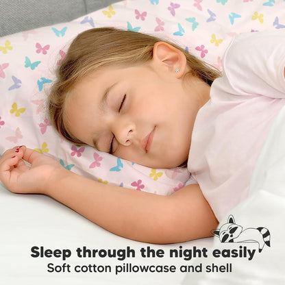 My Little Dreamy Toddler Pillow - Organic Cotton Travel Bed Pillow with Soft Pillowcase | 13x18, Machine Washable, Ideal for Ages 2-5 (Flutter)