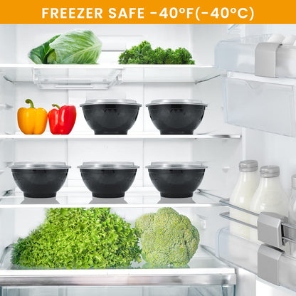 Kitch’nMore 36oz Extra-Thick Meal Prep Bowls with Lids, Plastic Containers with Clear Covers for Noodles, Poke Bowl, Salad, Soup - Freezer, Microwave & Dishwasher-Safe (30Pack)