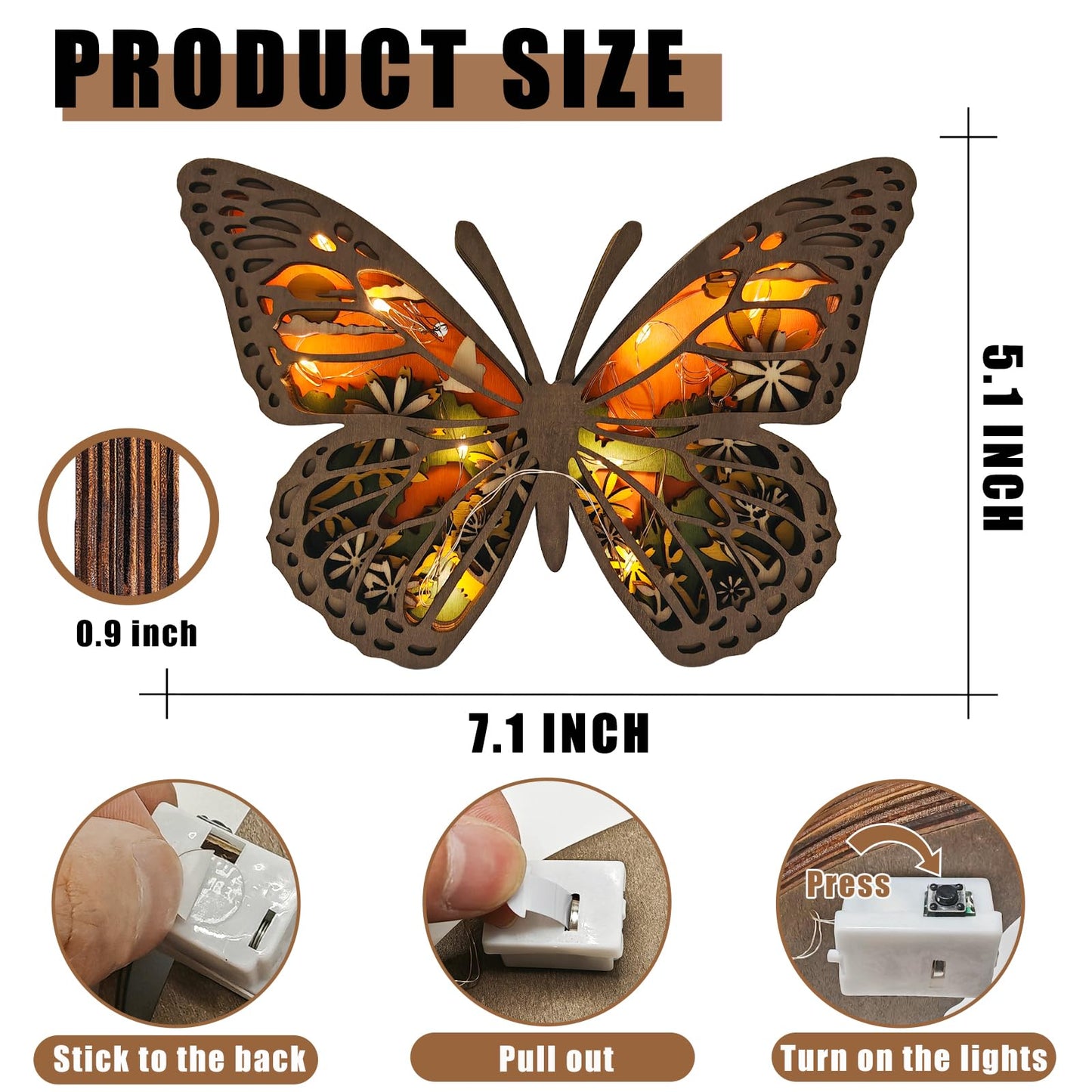 Laozai Wooden Forest Animals Butterfly Decor Cabin Rustic Decor Wall Decor for Bedroom Living Room Table Decorative