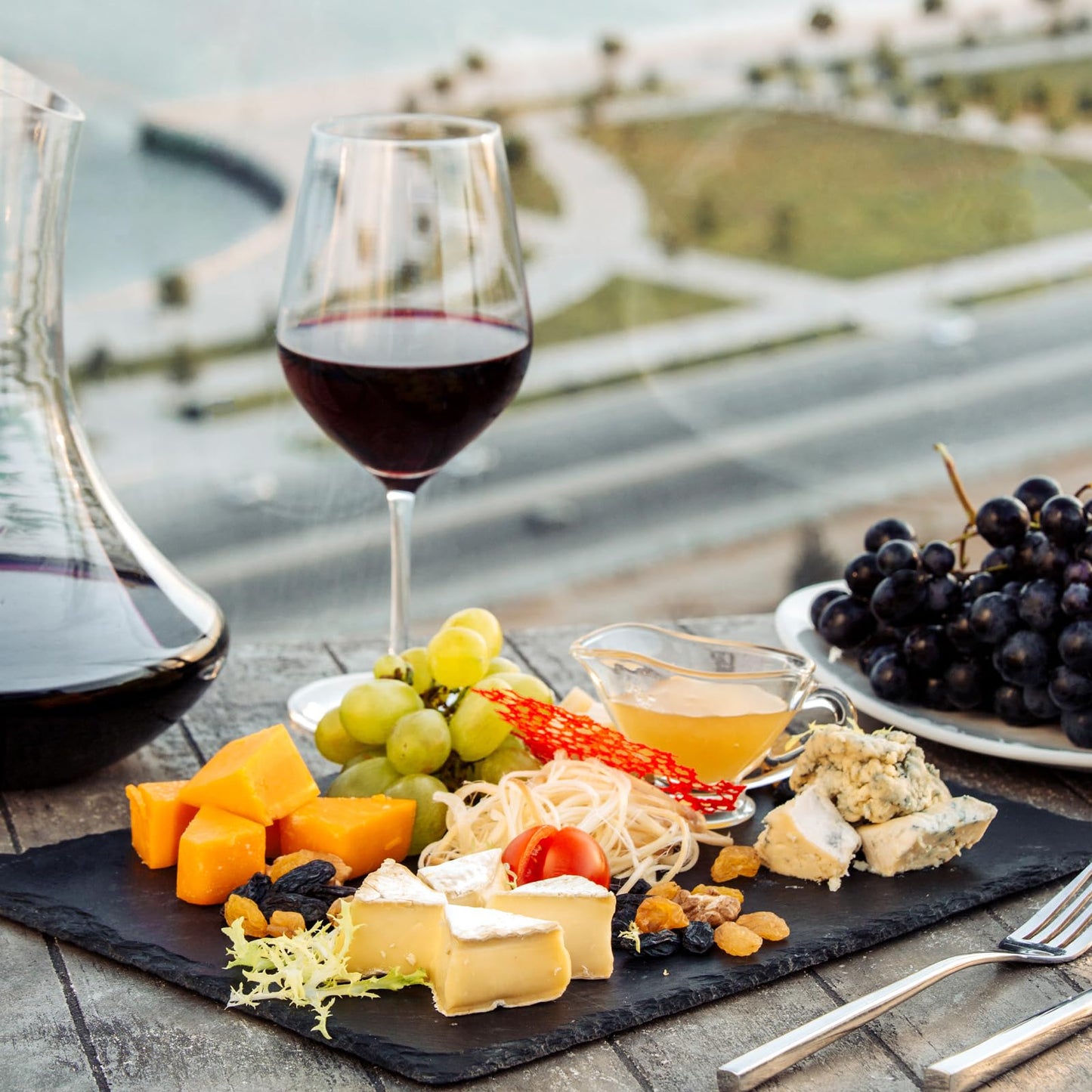 MAPRIAL 12 x 10 In 4 Pack Slate Cheese Boards, Black Stone Plates Charcuterie Board Gourmet Serving Tray Cheese Platter with Chalks for Sushi, Party, Gifts, Fruit, Meat, Appetizer, Wedding