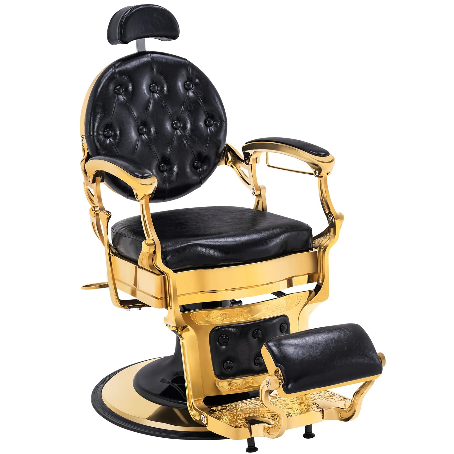 BarberPub Heavy Duty Metal Vintage Barber Chair All Purpose Hydraulic Recline Salon Beauty Spa Chair Styling Equipment 2933 (Gold)