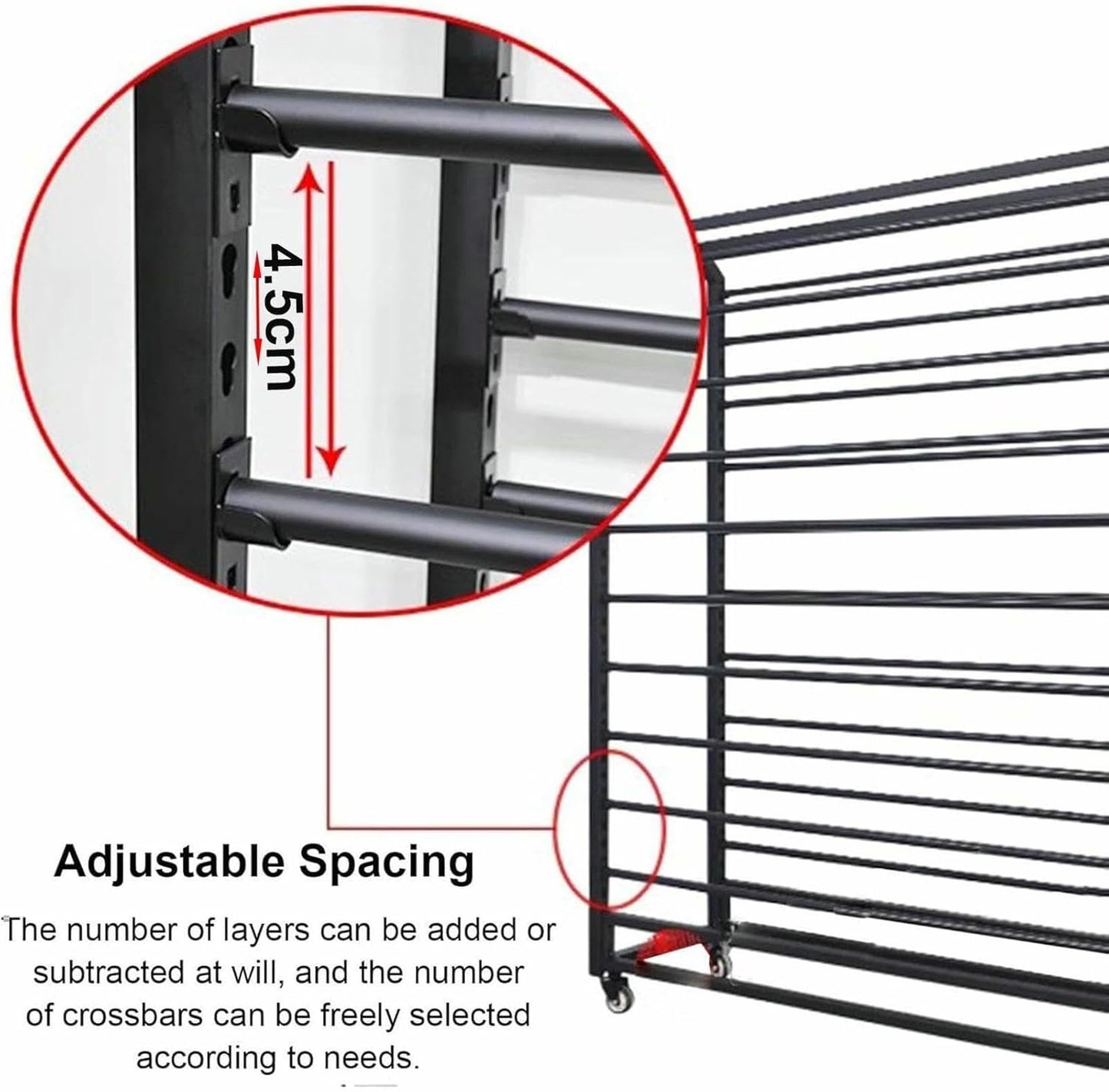 XDRGOOIUY Commercial Fabric Roll Storage Rack, Wall Mount with Adjustable Hanging Rod for Vinyl Rolls and Tablecloth