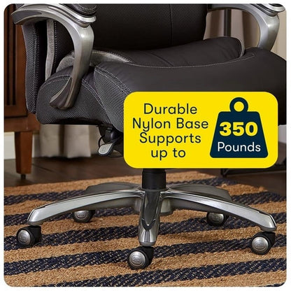 BOWERY HILL Faux Leather Modern Swivel Executive Office Desk Chair, Height Adjustable Upholstered Rolling Chair for Meeting Room, Comfortable Computer Chair for Home Office and Study Room, Black