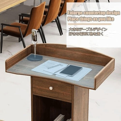 KrrNFYSG Classrooms Podium Stand Wooden Lectern for Churches Events Pulpit Desk Floor-Standing Hostess Stand Reception Presentations Table