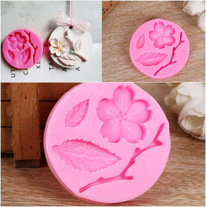 Rolin Roly Fondant Flower Mold, 3D Silicone Mould for Peach Leaves, Mini Cake Decoration Accessories