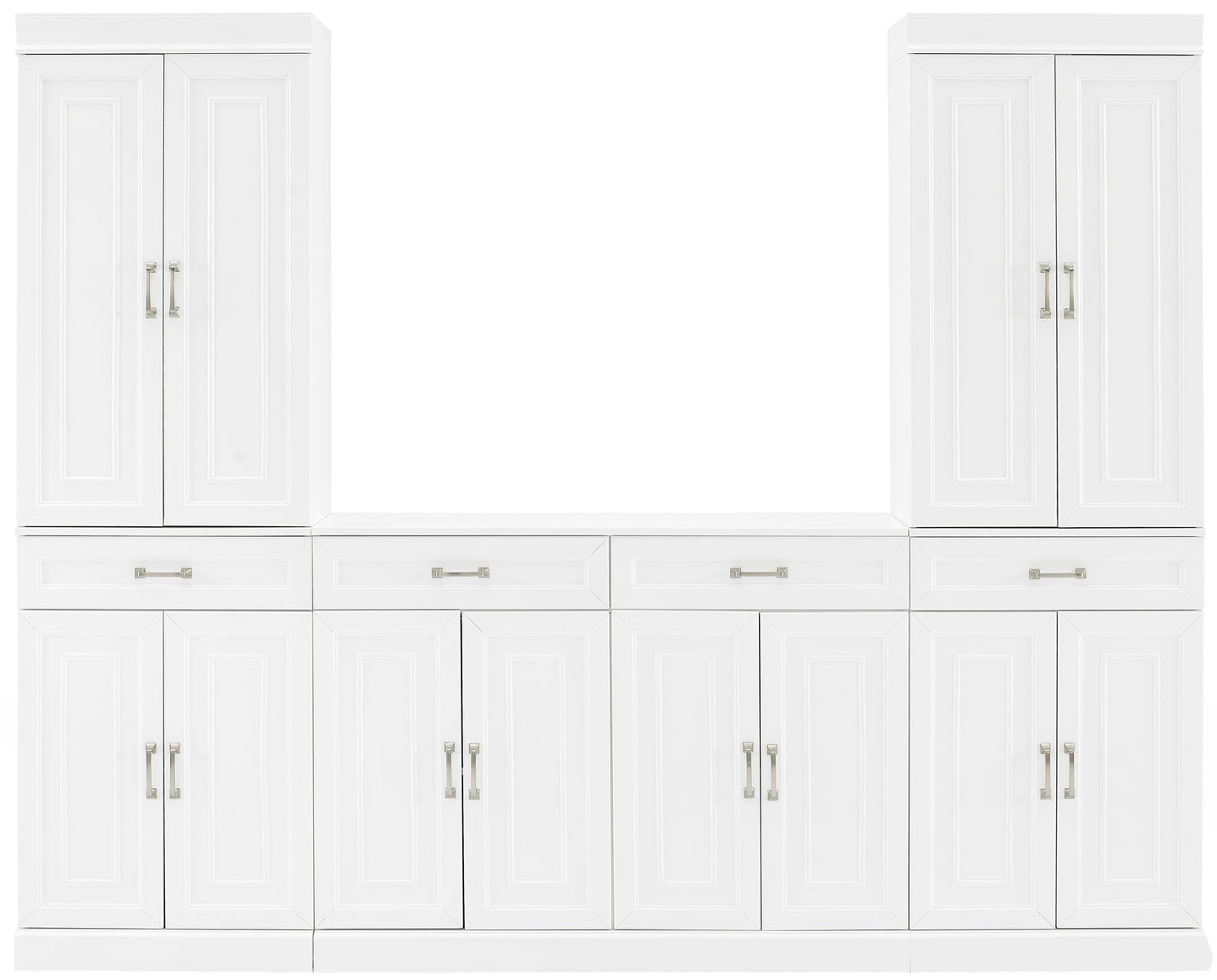 Crosley Furniture Stanton 3-Piece Traditional Sideboard Buffet Cabinet and Kitchen Storage Pantry Set, White