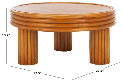 SAFAVIEH Couture Collection Bayard Natural Rattan Solid Wood Round Coffee Table (Fully Assembled)