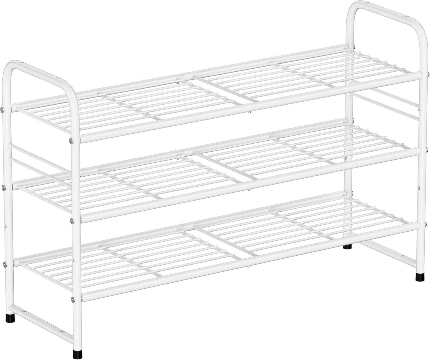 3 33" Closet, SUFAUY Tier Wide White Metal Shoe Rack for Stackable