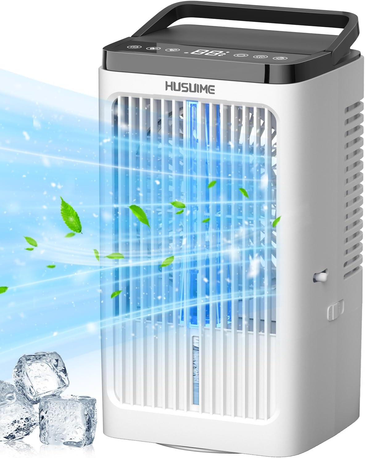Portable Air Conditioners Evaporative Air Cooler with 4 Wind Speeds 8H Timer & 7 Color Light for Room