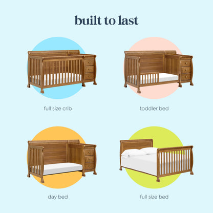 Davinci Kalani 4-in-1 Convertible Crib and Changer Combo in Chestnut