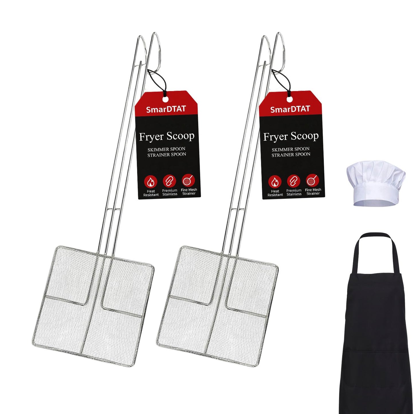 2PCS - Kitchen Spider Fryer Scoop Fry Skimmer Fryer Skimmer (2 spoons + 1 apron + 1 chef's hat)