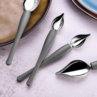 PRETYZOOM 4pcs Dessert Decorating Spoons Chocolate Dipping Tools Multipurpose Stainless Chef Art Spoons