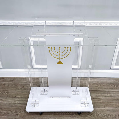 DHXIAMZ Clear Acrylic Church Forum Lectern Podium Stand with Foot Wheel Reading Table