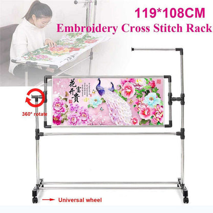 Adjustable Needlework Floor Frame, for Embroidery and Cross Stitch, Standing Craft Stand and Lap Table for Sewing and Art, Convenient Holder for DIY Projects.