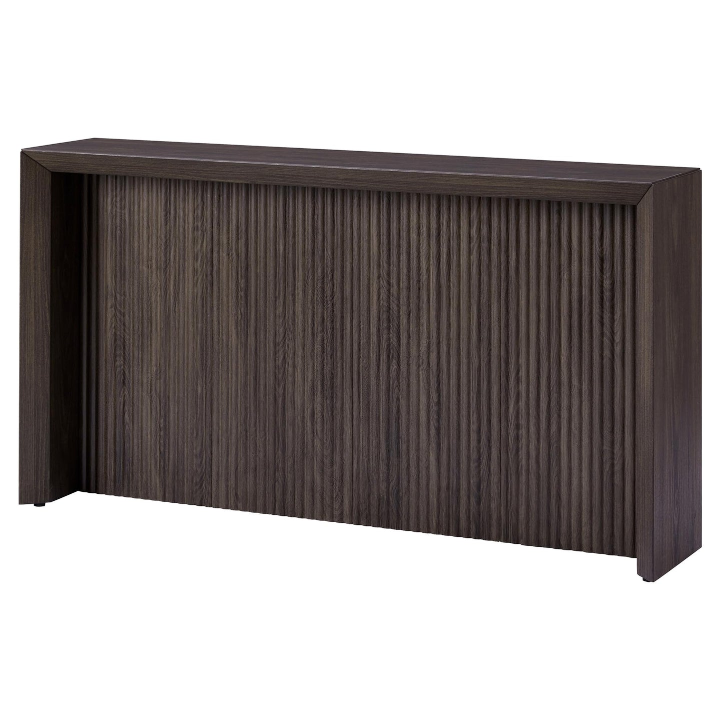 Henn&Hart 56" Fluted Rectangular Console Table Ribbed Entryway Table, Sofa Table for Entryway, Living Room, Couch, Hallway, or Office, Rich Brown