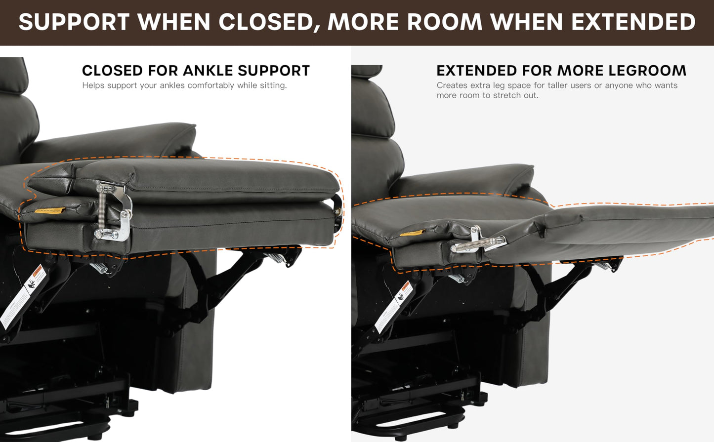 DYNOX 400 LBS Big Tall Man Large-Wide Power Dual Motor Lift Recliners Chairs for Elderly, Lay Flat Lift Chair with Infinite Positions, Heat & Massage, Extended Footrest (9298L,Faux Leather,Grey)